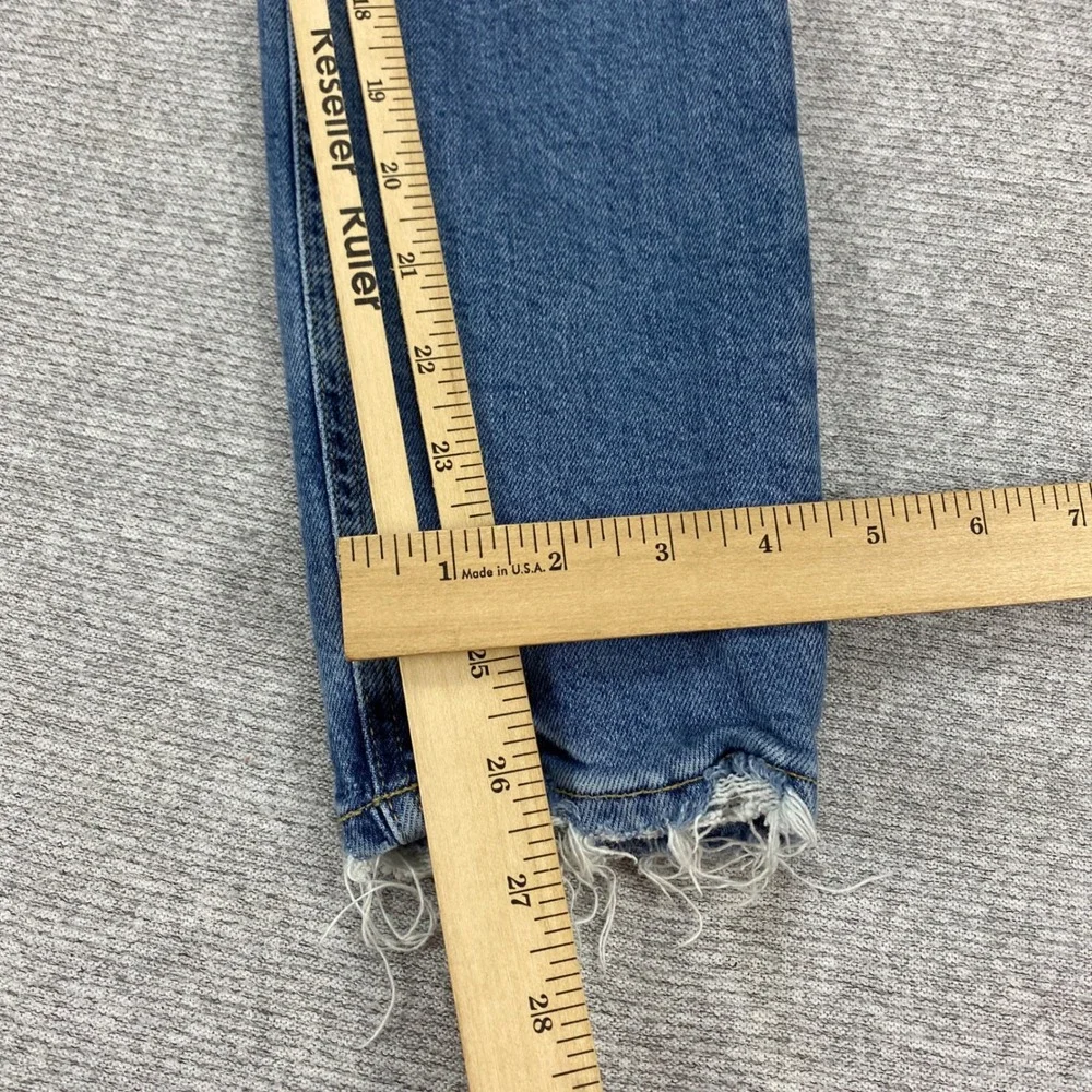 Agolde High Rise Skinny Jeans Button Fly Distressed Raw Hem Medium Wash Size‎ 26